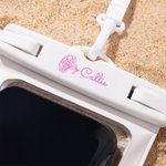 Personalized Line Style Birth Flower Waterproof Clear Phone Pouch with Name and Lanyard Birthday Summer Vacation Gift for Family Water Sports Lover