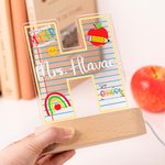 Personalized Difference Maker Apple Pencil Initial LED Night Light with Name and Wooden Base Teacher's Day Appreciation Birthday Gift for Teacher
