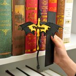 Personalised Black Gold Double Dragon Book Insert Bookmark with Name Bookshelf Decor Birthday Gift for Bookworm Book Lovers