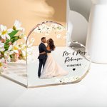 Personalized Heart Shape Photo Acrylic Plaque with Name Date Home Decor Wedding Anniversary Gift for Newlyweds