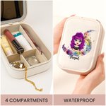 Personalised Watercolour Stave Musical Note Cartoon Character Leather Jewellery Box with LED Three-colour Adjustable Mirror Birthday Gift for Women