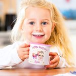 Personalisierte Cartoon Little Princess Coquette Bow 12 oz farbigen Rand Emaille-Becher mit Namen Geburtstag Kindertag Geschenk für Mädchen