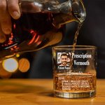 Personalized Funny Prescription Photo 10 oz Whiskey Glass with Name and Alcohol Name Birthday Father's Day Gift for Dad Grandpa Whiskey Lovers