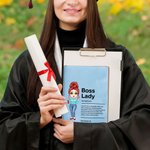 Gepersonaliseerd Cartoon Baasdame A5 A6 Leren Gelinieerd Notitieboekje met Naam Verjaardagsgeschenk voor Vrouwelijke Baas Manager