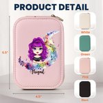 Personalised Watercolour Stave Musical Note Cartoon Character Leather Jewellery Box with LED Three-colour Adjustable Mirror Birthday Gift for Women