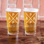 Personalized PAPA 16 oz Beer Glass with 1-5 Names and Year Home Bar Father's Day Birthday Gift for Man