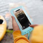 Personalized Line Style Birth Flower Waterproof Clear Phone Pouch with Name and Lanyard Birthday Summer Vacation Gift for Family Water Sports Lover