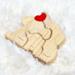 Rompecabezas de madera personalizado con familia de elefantes con corazón y nombres decoración de escritorio regalo del Día de la Madre para familia