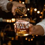 Personalisierte Fotos 10 oz Old Fashioned Rock Whiskey Glas mit 1-12 Namen Vatertag Geburtstag Geschenk für Männer