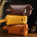 Personlig balettsilhuett Vattentät toalettväska i läder med namn och bärbart handtag för resor Födelsedagspresent för manlig dans