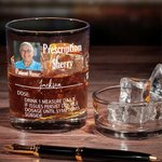 Personalized Funny Prescription Photo 10 oz Whiskey Glass with Name and Alcohol Name Birthday Father's Day Gift for Dad Grandpa Whiskey Lovers