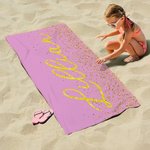 Toalla de playa de gran tamaño y secado rápido con nombre personalizada con diseño dorado brillante para mujeres amantes de la natación.