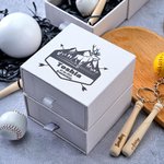 Personalised Mini Baseball Softball Keychain Set with Name and Box Wedding Party Thank You Gift for Groomsmen Ball Game Lovers