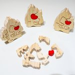 Gepersonaliseerde Beer Familie Rode Hart Houten Puzzel met 2-5 Namen Bureaudecor Verjaardag Jubileum Cadeau voor Familie