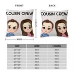Personalized Multicolor Cousin Crew Cute Cartoon 1-5 Kids Throw Pillow Cover with Name Home Decor Birthday Children's Day Gift for Boys Girls