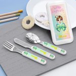 Personalised Cartoon Little Princess Bow Food-safe Stainless Steel Kid's Fork Spoon Knife 3 Pcs Cutlery Set with Name and Case Birthday Gift for Girls