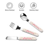 Personalized Flower Girl Character Name Kid’s Fork Spoon Knife 3 Pcs Cutlery Set with Case Wedding Party Favor Bridal Shower Gift for Girls