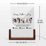 Veilleuse LED avec Socle en Bois Personnalisée avec Photos Noms et Textes Cadeau d'Anniversaire pour Maman ou Grand-mère