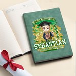 Personalisierte Gratulation Cartoon Charakter Leder Notizbuch mit Namen und Jahr Gratulation Abschluss Geschenk für Absolventen