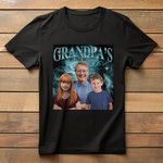 Henkilökohtainen Retro Bootleg Style Photo T-paita nimi ja 1-5 Lasten valokuvia Isänpäivä Syntymäpäivälahja Manille