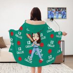 Personlig boll med tecknad karaktär Mjuk filt med huva och namn och nummer Födelsedagspresent för sportälskare