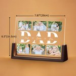 Henkilökohtainen 2-6 valokuvakollaasi akryyli LED-yövalo, jossa on 1-6 lasten nimeä ja puinen pohja työpöydän sisustus Isänpäivä joululahja isälle isoisälle isoisälle