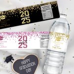 Personalized Class of 2025 Graduation Hat Glitter Water Bottle Label Sticker with Name and Year Party Decor Graduation Gift for Graduates