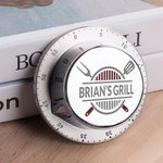 Personalisierte BBQ Master Kitchenware Flamme Edelstahl magnetische Küche Timer mit Namen Geburtstag Vatertag Geschenk für Papa Kochen Enthusiast