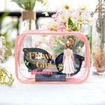 Personalized Butterfly Flower Girl Clear Makeup Bag with Name Portable Travel Essentials Wedding Bridal Shower Gift for Girls