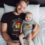 Personalized Our First Father's Day Beer Bottle 100% Cotton Baby Bodysuit T-shirt with Name and Year Family Outfits Birthday Gift for Dad Baby