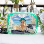 Personalized Blue Sky Sunset Cartoon Character Clear Waterproof Makeup Bag with Name Travel Accessories Birthday Gift for Her