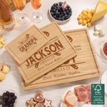 Personalized Engraved Grills It Spatula Fork Text FSC Bamboo Charcuterie Cutting Board with Juice Groove Father's Day Birthday Gift for Dad Grandpa