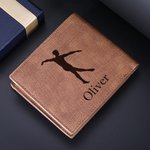 Personalized Male Ballet Dancer Silhouette Men's Leather Wallet with Engraved Name and Multiple Card Slots Birthday Anniversary Gift for Men
