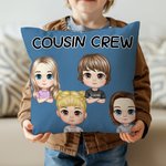 Personalized Multicolor Cousin Crew Cute Cartoon 1-5 Kids Throw Pillow Cover with Name Home Decor Birthday Children's Day Gift for Boys Girls