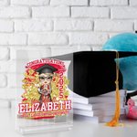 Personalisierte Herzlichen Glückwunsch Sie haben es Cartoon-Charakter Acryl Plaque mit Namen und Jahr Schule Graduierung Keepsake Geburtstagsgeschenk für Absolventen