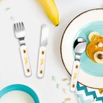 Personalised Cartoon Little Princess Bow Food-safe Stainless Steel Kid's Fork Spoon Knife 3 Pcs Cutlery Set with Name and Case Birthday Gift for Girls