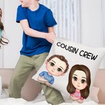 Personalized Multicolor Cousin Crew Cute Cartoon 1-5 Kids Throw Pillow Cover with Name Home Decor Birthday Children's Day Gift for Boys Girls