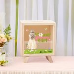 Personalisierte Cartoon Hochzeit Blumenmädchen klar hölzerne Spardose mit Namen Hochzeit Gunst Vorschlag Dankeschön Geschenk für Blumenmädchen