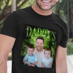 Henkilökohtainen Retro Bootleg Style Photo T-paita nimi ja 1-5 Lasten valokuvia Isänpäivä Syntymäpäivälahja Manille