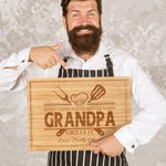 Personalized Engraved Grills It Spatula Fork Text FSC Bamboo Charcuterie Cutting Board with Juice Groove Father's Day Birthday Gift for Dad Grandpa