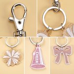 Personalisierte Glitter Bow Ribbon Cheering Horns Charm Schlüsselanhänger mit Namen Sport Team Geburtstag Geschenk für Cheerleader