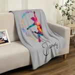 Personalized Watercolor Male Ballet Silhouette Soft Throw Blanket with Name Room Decor Birthday Dance Team Gift for Male Ballet Dancers
