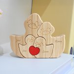 Rompecabezas de madera personalizado  de familia de patos con corazón rojo y nombres decoración de escritorio regalo de aniversario para la familia