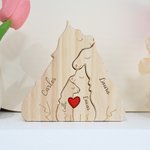 Rompecabezas de madera personalizado de familia de lobos con corazón y nombres decoración de escritorio regalo de aniversario para la familia