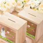 Personalisierte Cartoon Hochzeit Blumenmädchen klar hölzerne Spardose mit Namen Hochzeit Gunst Vorschlag Dankeschön Geschenk für Blumenmädchen