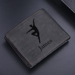 Personalized Male Ballet Dancer Silhouette Men's Leather Wallet with Engraved Name and Multiple Card Slots Birthday Anniversary Gift for Men