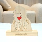 Personalisiertes Löwen-Familie Holzpuzzle mit 2-7 Namen Rotem Herz Schreibtisch Deko Muttertag Geburtstag Jahrestag Geschenk für Familie