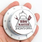 Personalisierte BBQ Master Kitchenware Flamme Edelstahl magnetische Küche Timer mit Namen Geburtstag Vatertag Geschenk für Papa Kochen Enthusiast