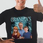 Henkilökohtainen Retro Bootleg Style Photo T-paita nimi ja 1-5 Lasten valokuvia Isänpäivä Syntymäpäivälahja Manille