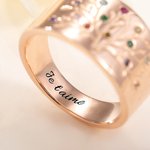 Bague d'Arbre Généalogique Personnalisée avec 1 à 20 Pierres de Naissance Cadeau Fête des Mères pour Famille